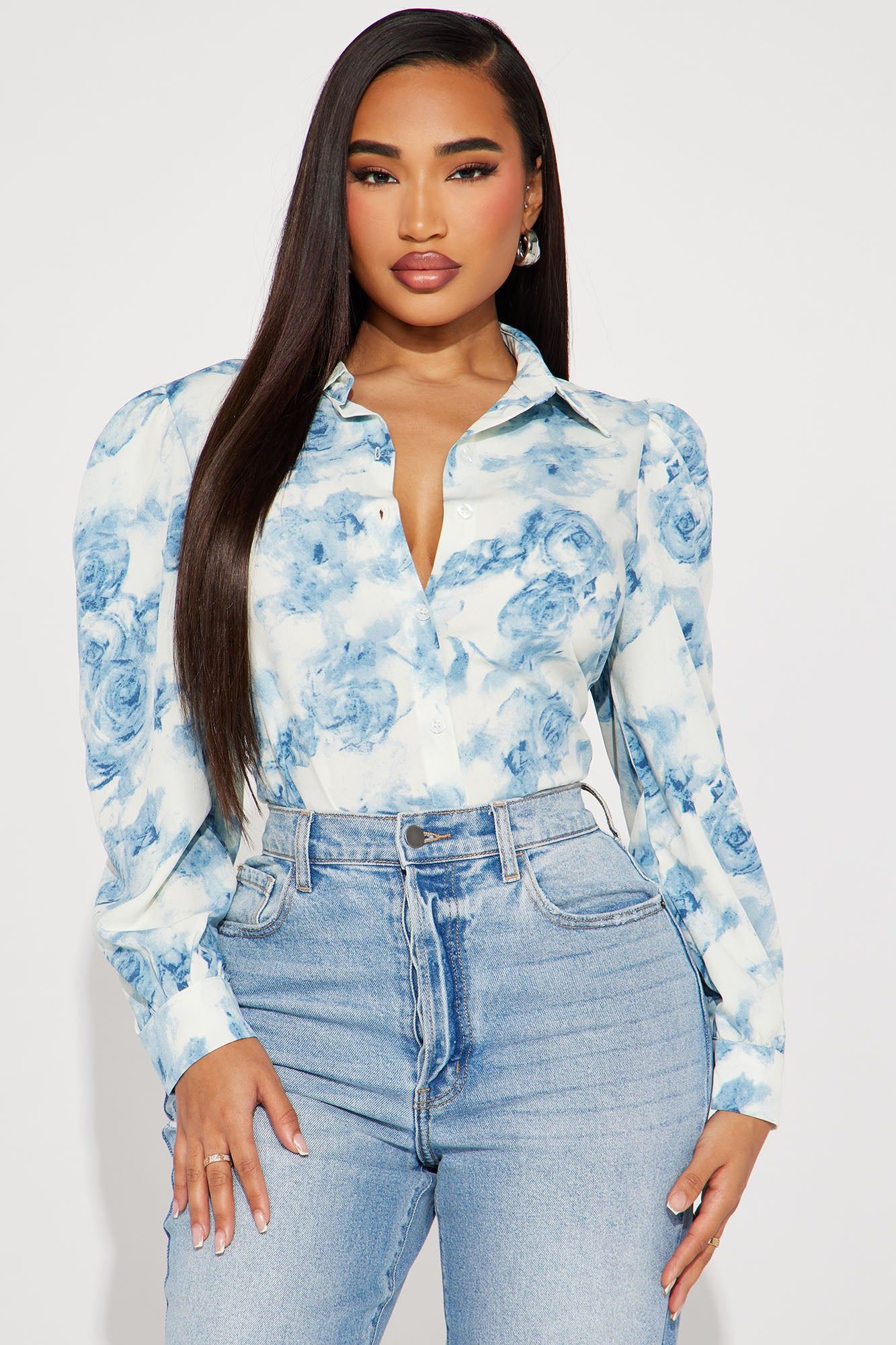 Sky High Shirt - Blue/combo sold by Fashion Nova