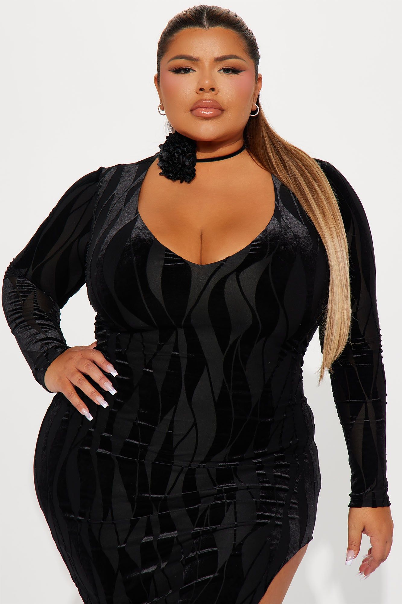 Naomi Velvet Midi Dress - Black sold by Fashion Nova product image thumbnail 5