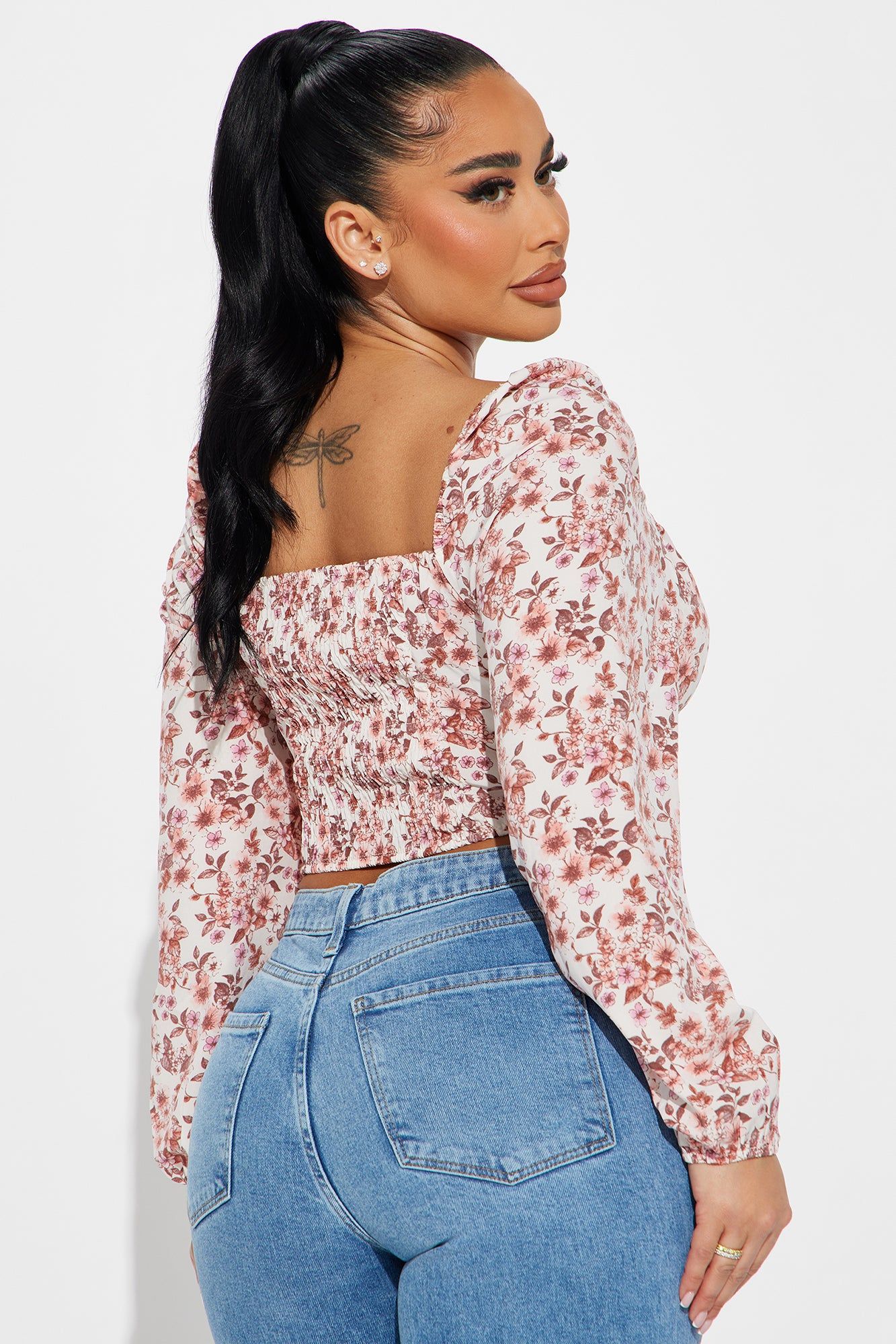Flower Fields Blouse Top - Peach/combo sold by Fashion Nova product image thumbnail 3