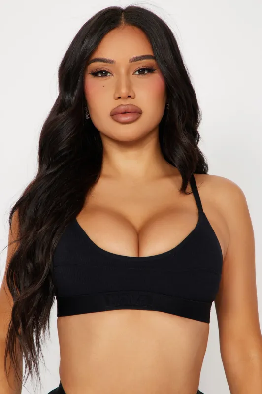 Chill Vibe Seamless Scoop Bralette - Black sold by Fashion Nova