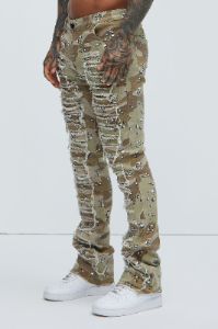 Got Me Destroyed Stacked Skinny Flare Pants - Camouflage sold by Fashion Nova