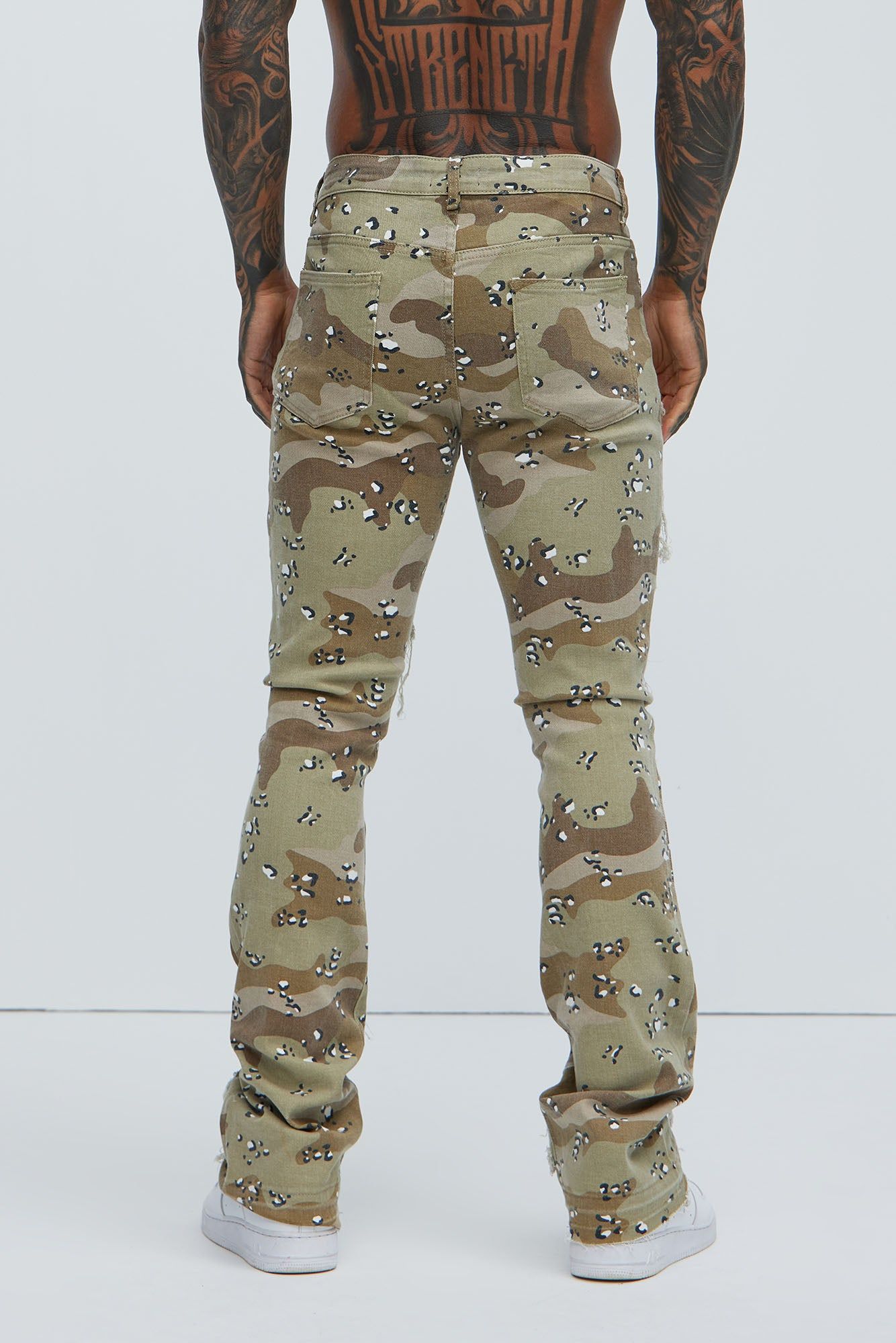 Got Me Destroyed Stacked Skinny Flare Pants - Camouflage sold by Fashion Nova product image thumbnail 4