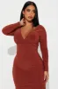 Hannah Long Sleeve Midi Dress - Cognac sold by Fashion Nova
