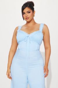 Your Sweetest Desire Jumpsuit - Light Blue sold by Fashion Nova