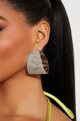 Pretty Pretty Hoop Earrings - Clear/Silver made by Fashion Nova