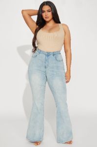 Talia Sculpting Stretch Flare Jeans - Light Wash sold by Fashion Nova