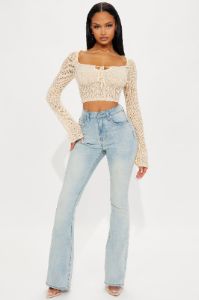 Talia Sculpting Stretch Flare Jeans - Light Wash sold by Fashion Nova