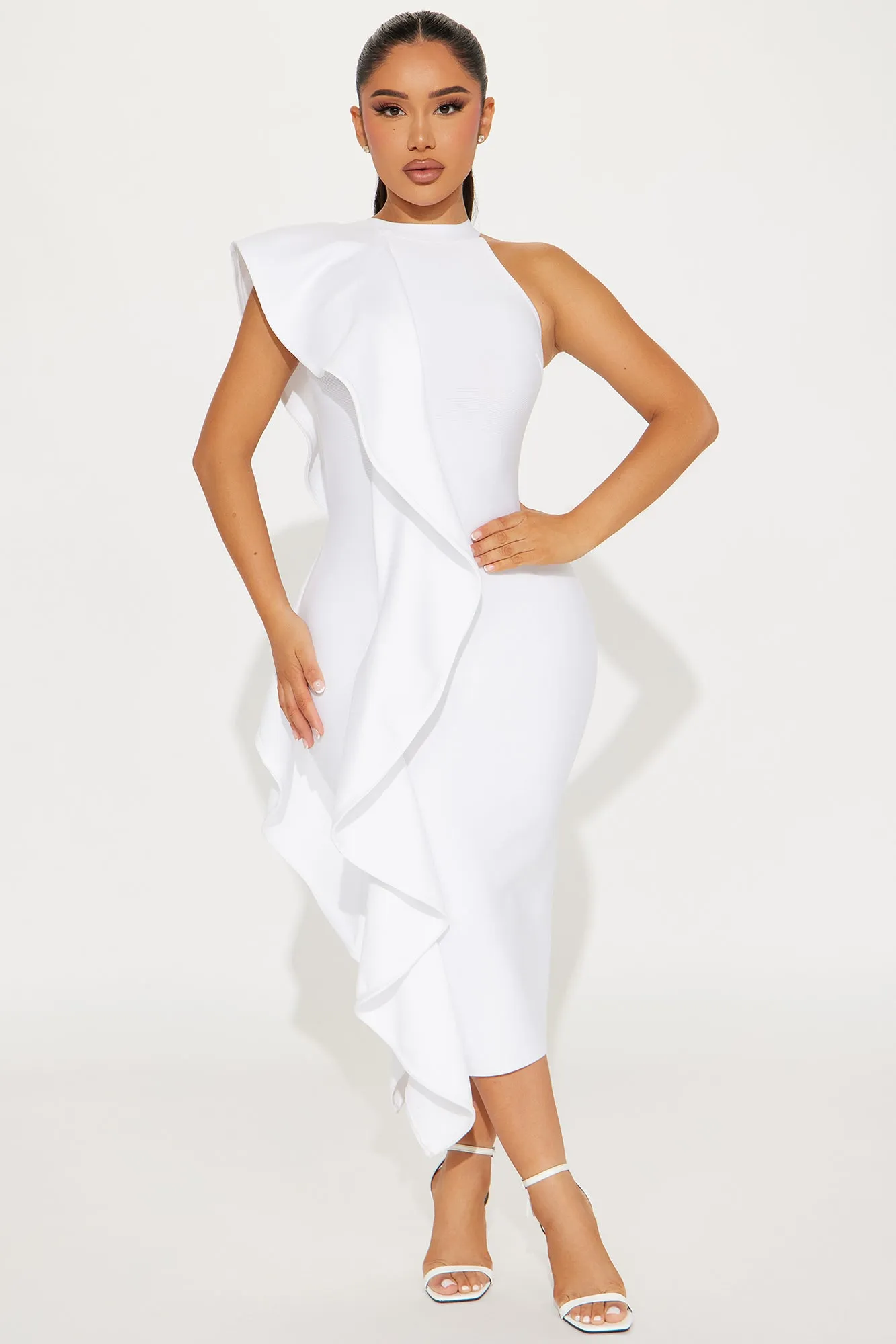 Raylin Bandage Midi Dress - White sold by Fashion Nova