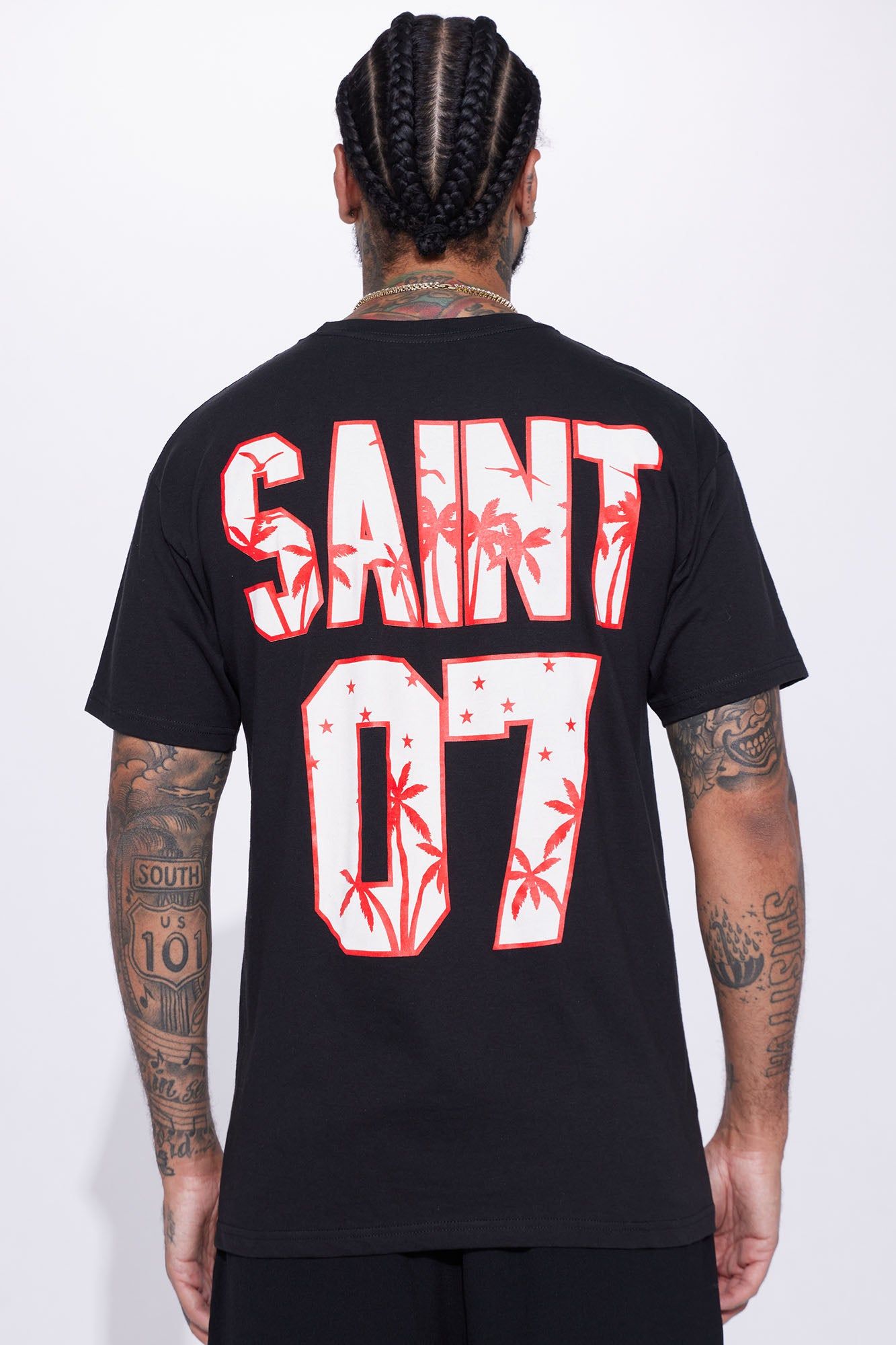 Saint Paradise Short Sleeve Tee - Black sold by Fashion Nova