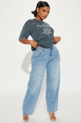 Leave You Behind Barrel Leg Jeans - Medium Wash sold by Fashion Nova