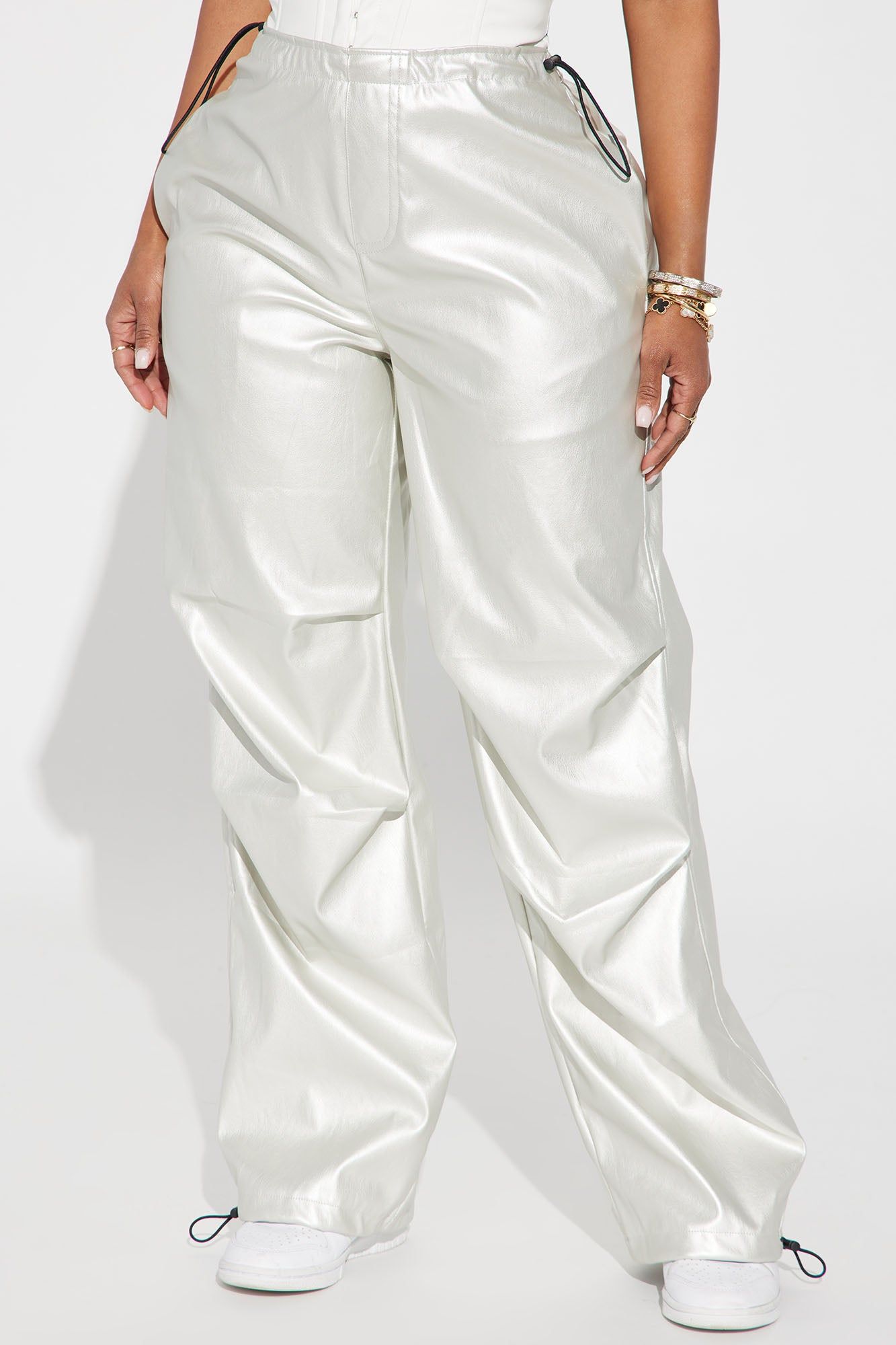 Break Free Faux Leather Parachute Pant - Silver sold by Fashion Nova product image thumbnail 2