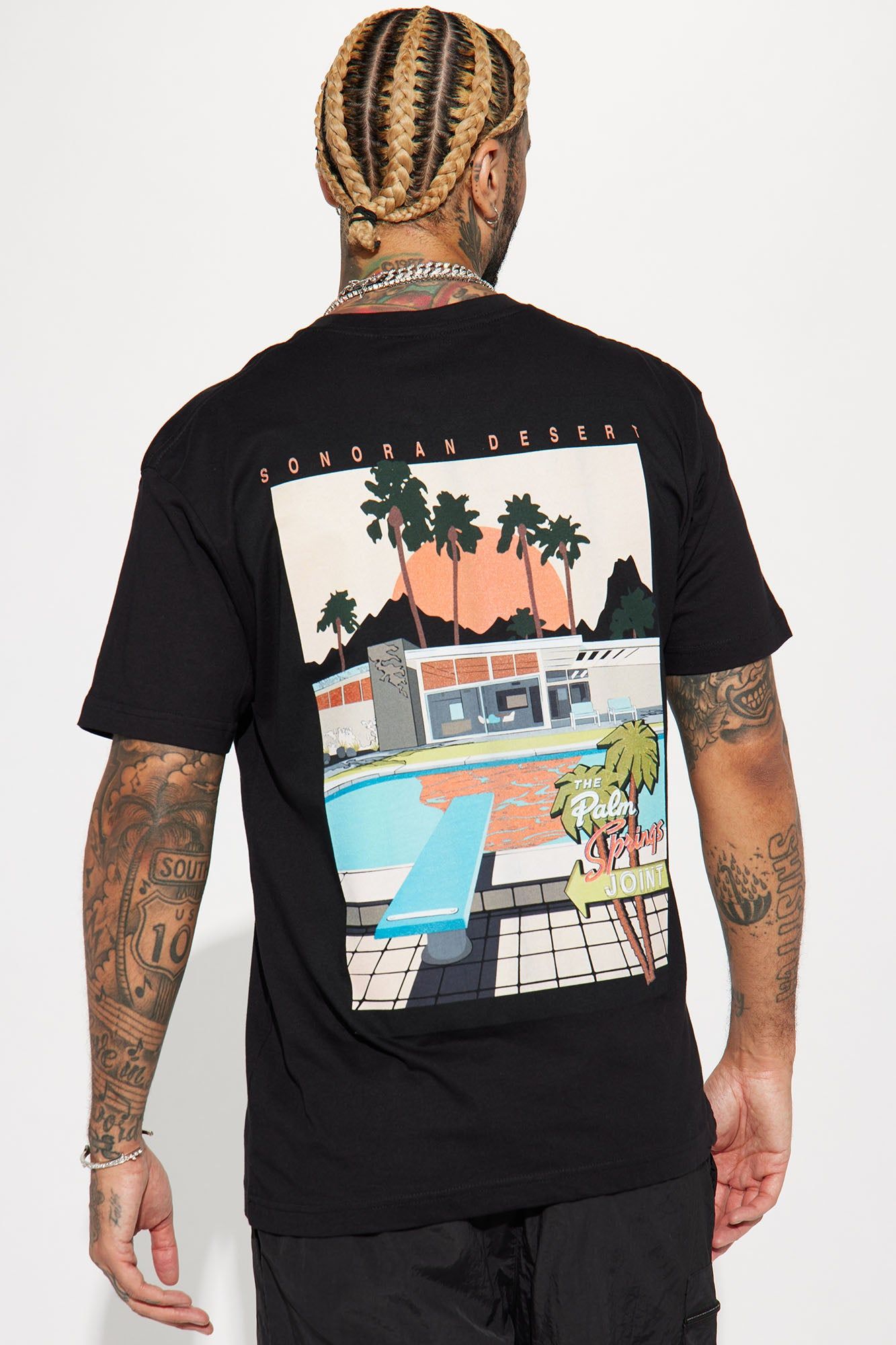 Palm Springs Joint Short Sleeve Tee - Black sold by Fashion Nova