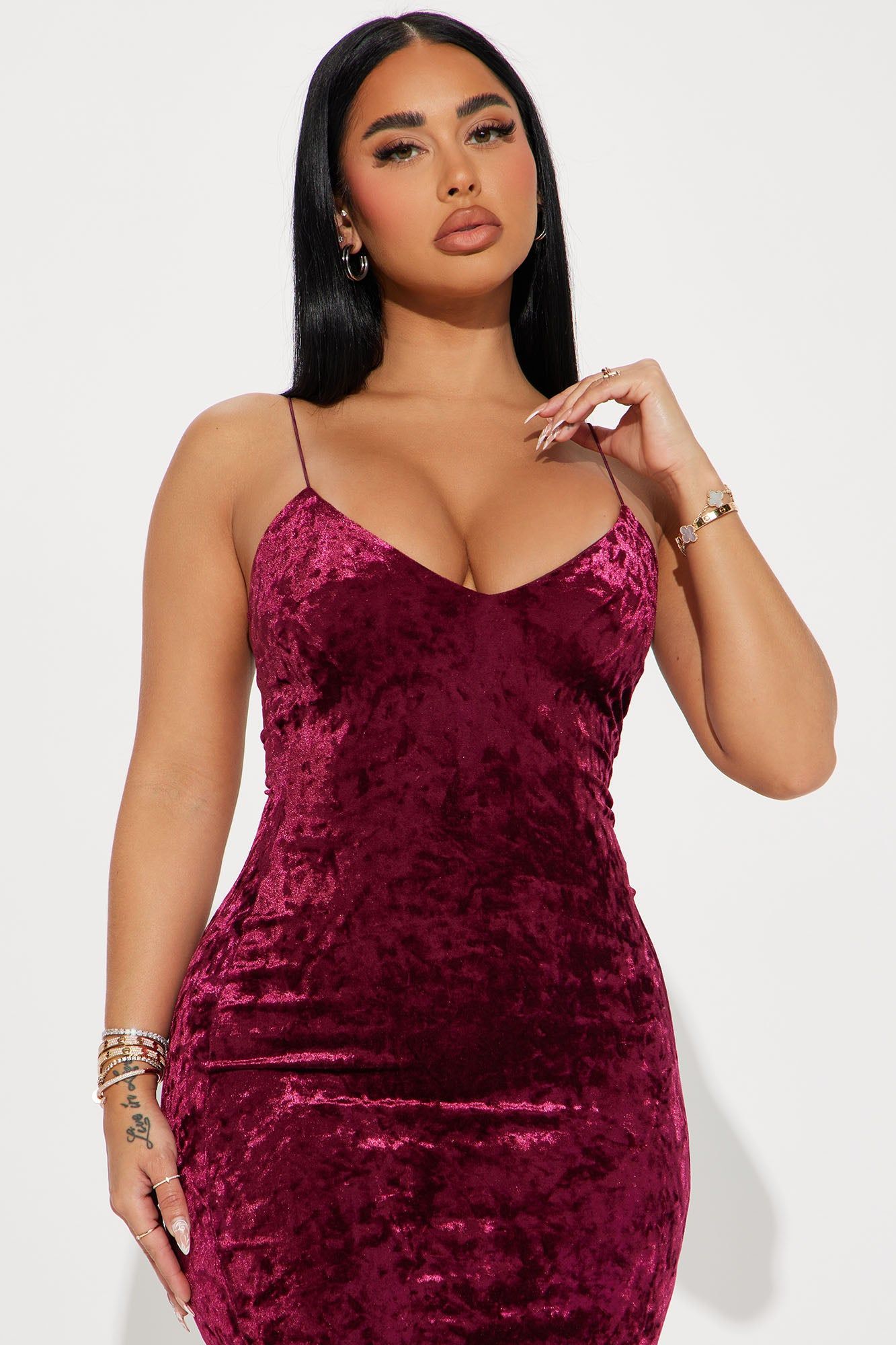 Step On The Scene Velvet Midi Dress - Burgundy sold by Fashion Nova product image thumbnail 2