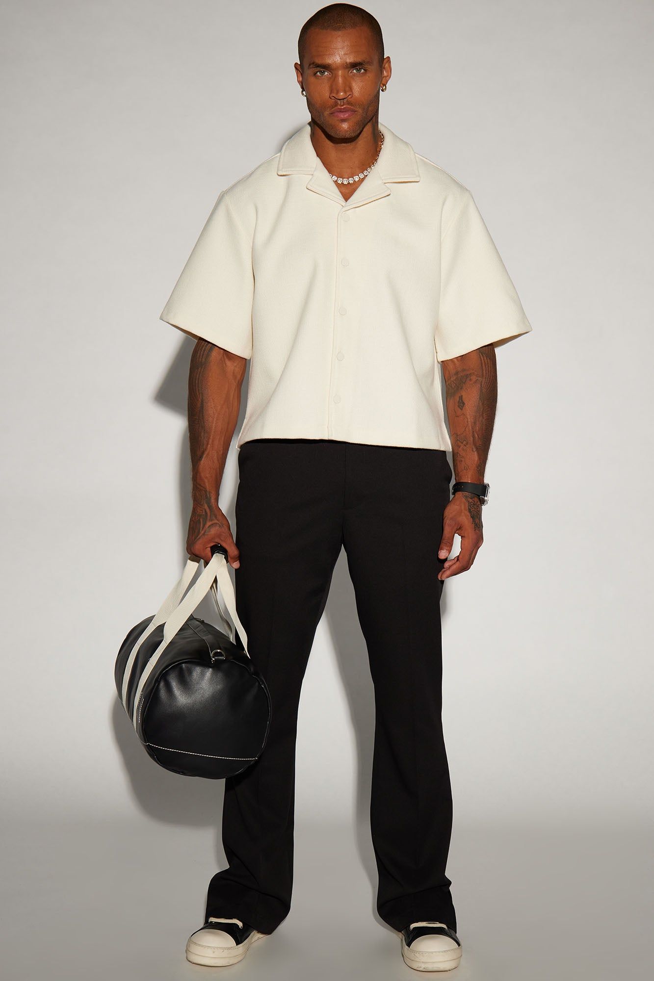 Wilder Textured Weave Cropped Button Up Shirt - Cream sold by Fashion Nova product image thumbnail 3