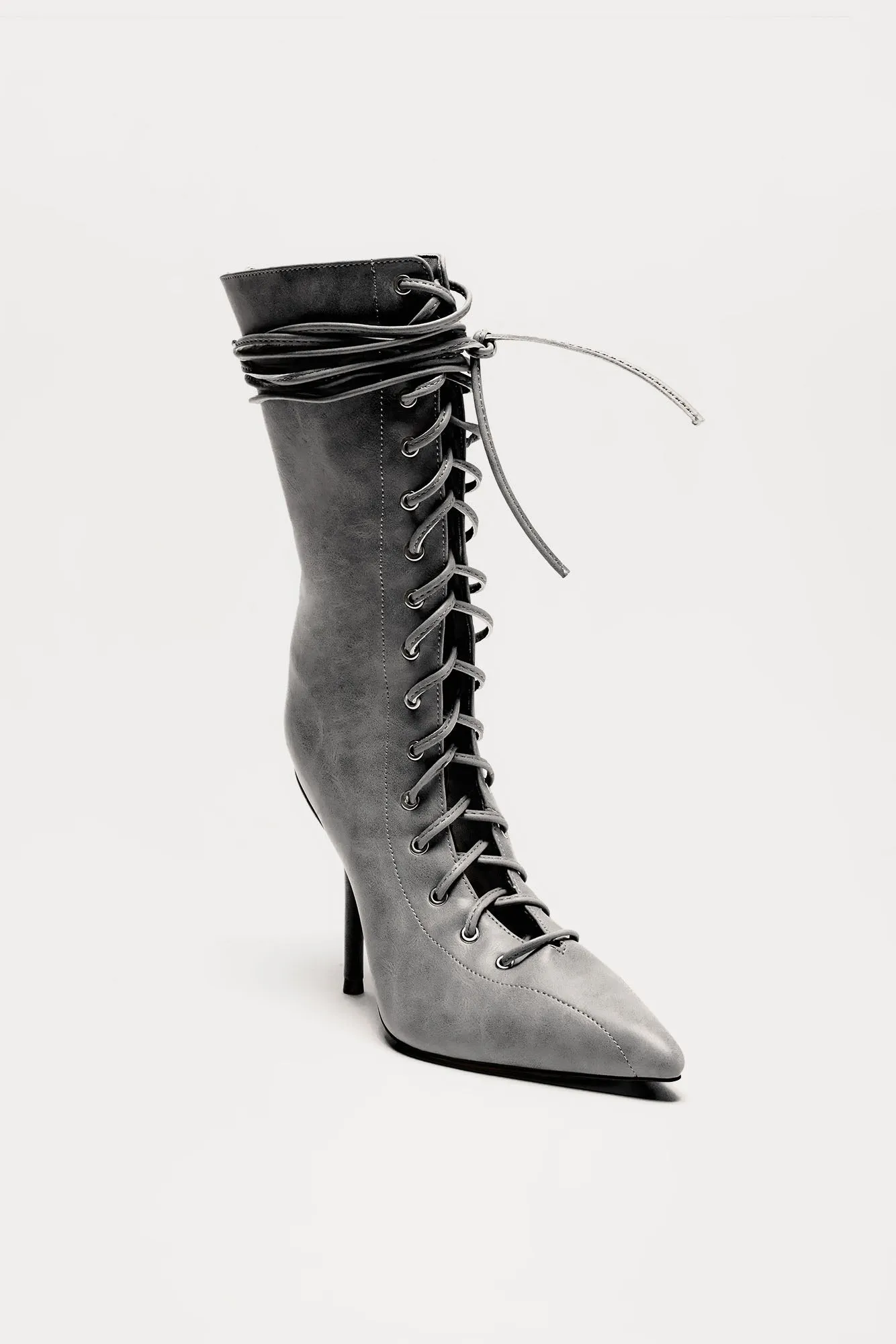 Chloe Lace Up Booties - Grey sold by Fashion Nova product image thumbnail 3