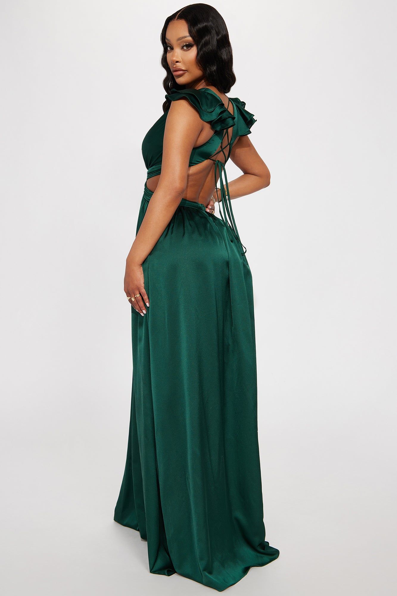 Zoe Satin Gown - Emerald sold by Fashion Nova product image thumbnail 3