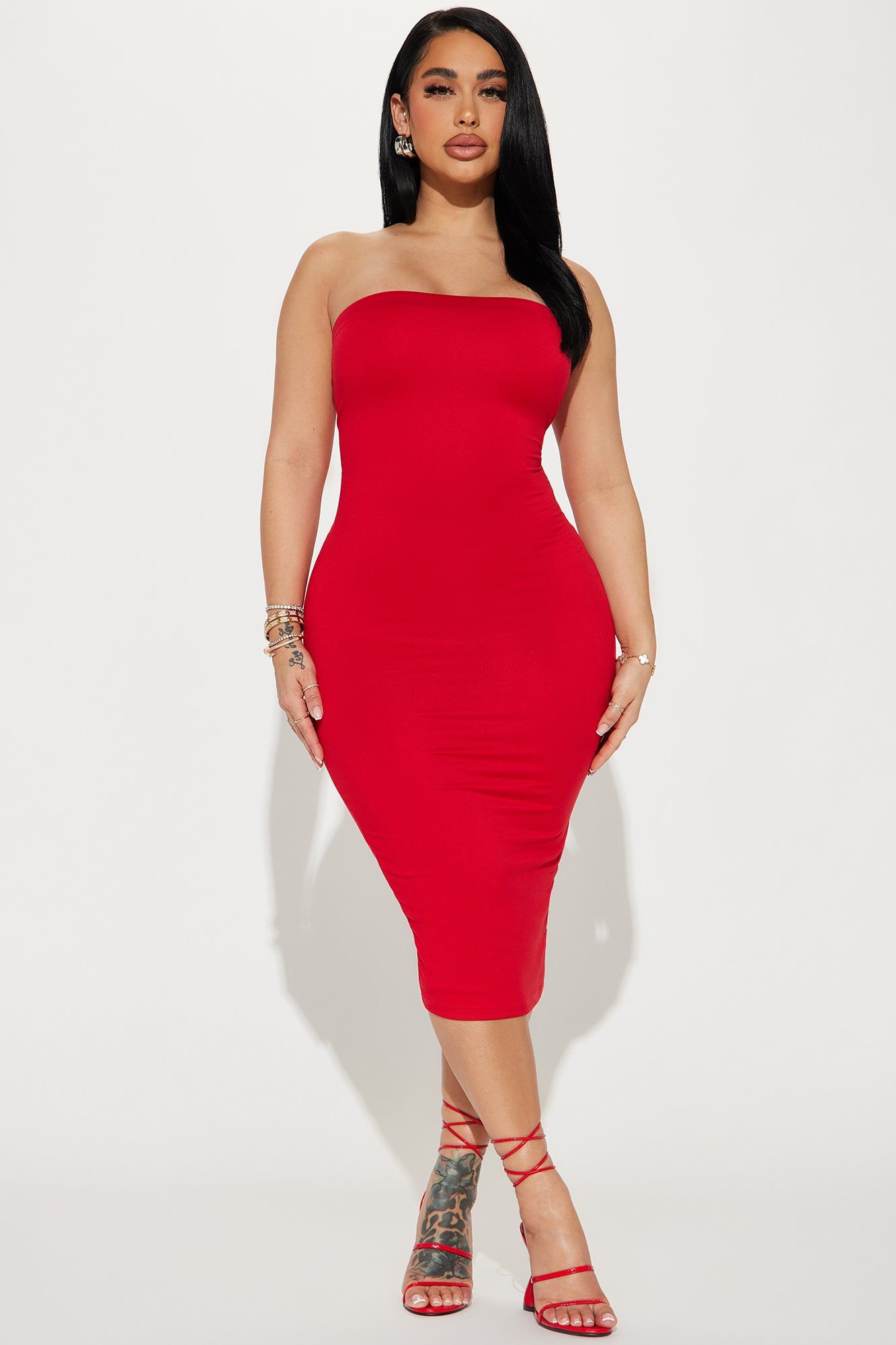 Dare You Double Lined Midi Dress - Red sold by Fashion Nova