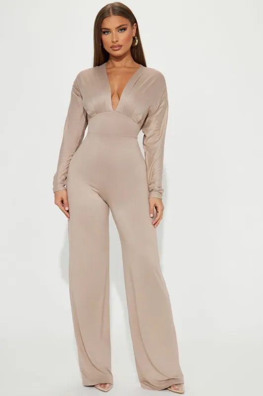 Bail Me Out Jumpsuit  - Taupe sold by Fashion Nova