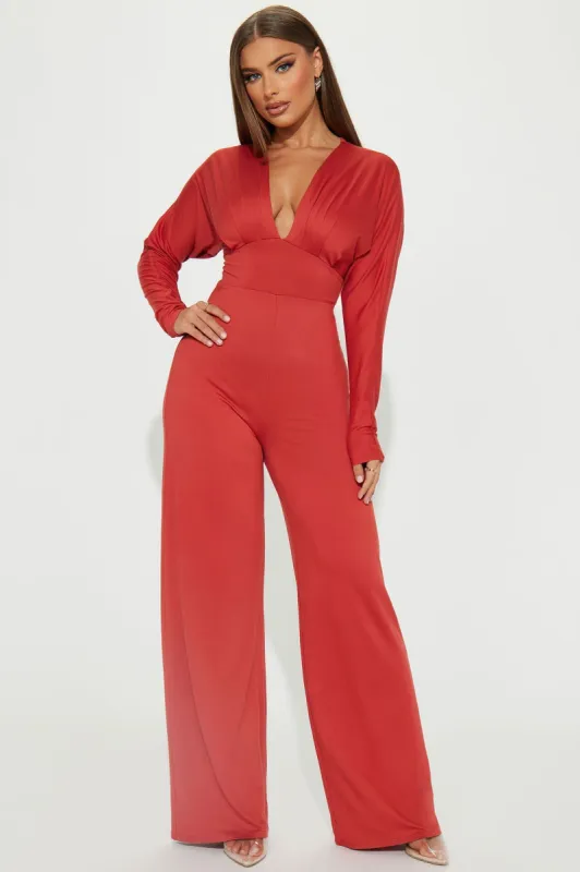 Bail Me Out Jumpsuit  - Rust sold by Fashion Nova