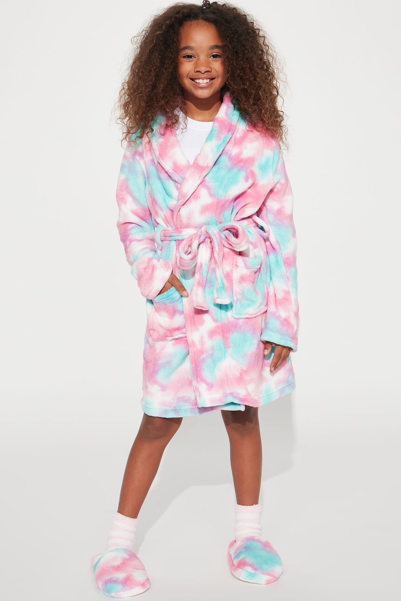 Mini Cotton Candy Dreams Robe - Pink/combo sold by Fashion Nova