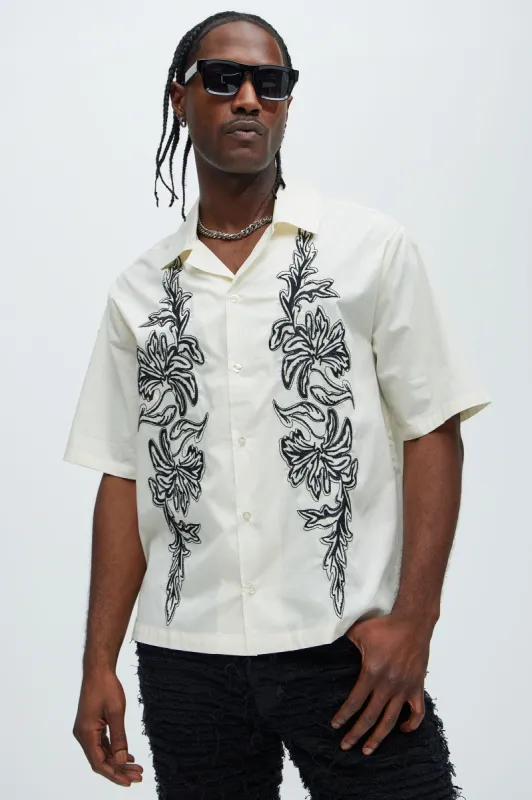 Deering Embroidery Shirt - Cream sold by Fashion Nova