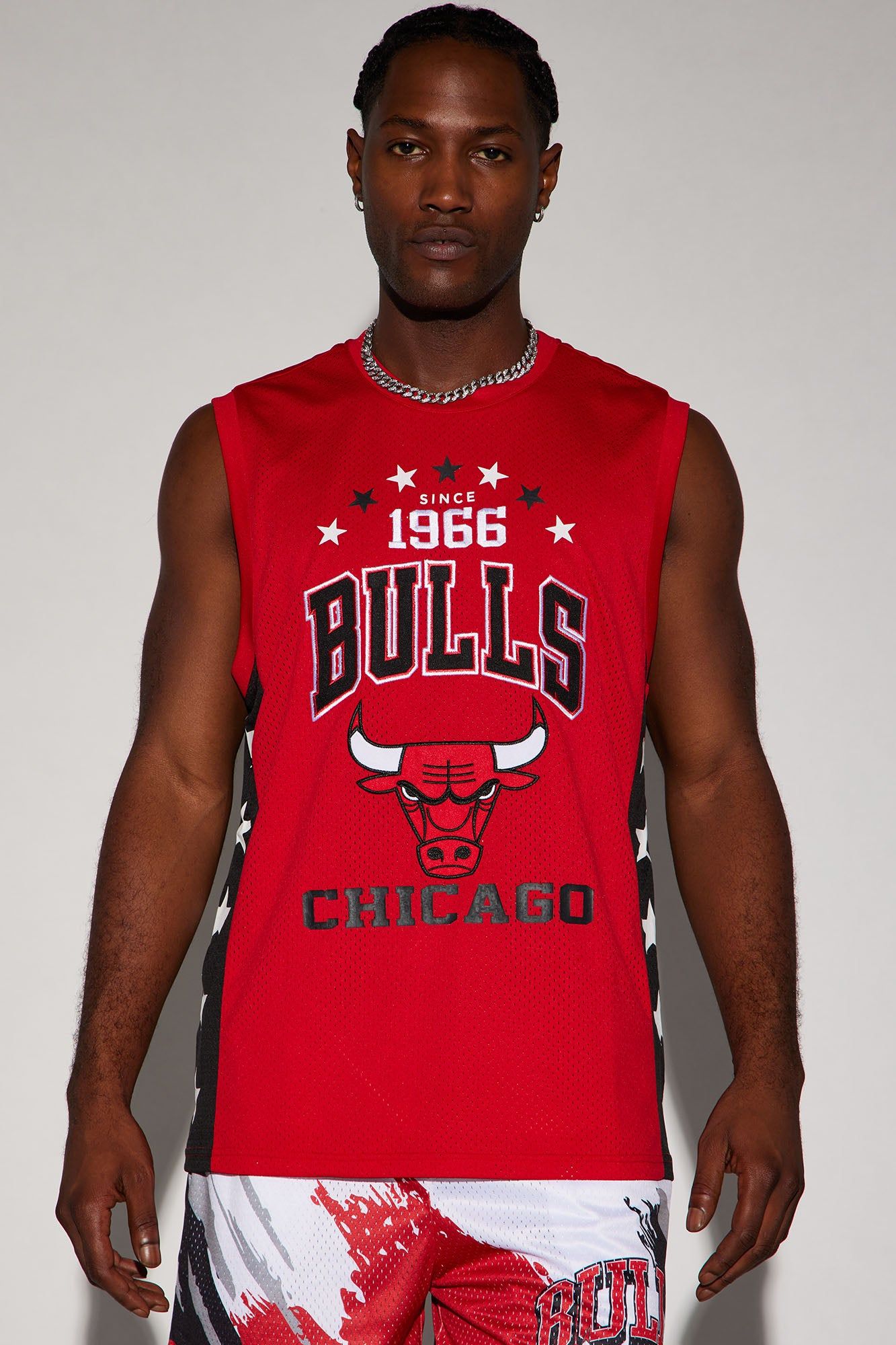 Bulls Buzzer Beater Mesh Tank - Red sold by Fashion Nova