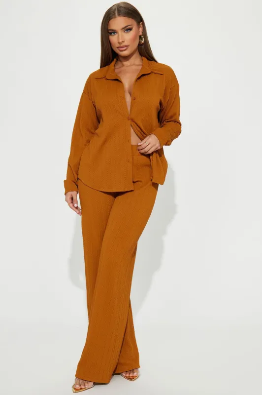 Everlasting Textured Pant Set - Brown sold by Fashion Nova