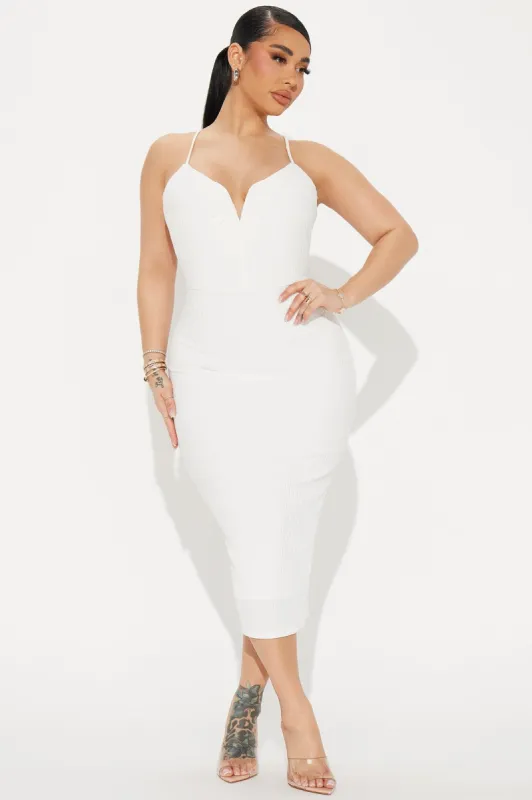 Ice Me Out Textured Midi Dress - White sold by Fashion Nova