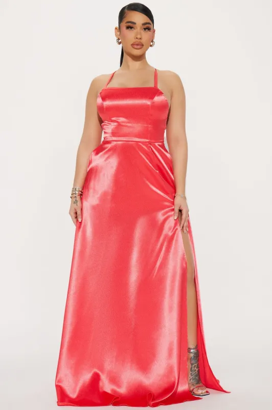 Fancy Taste Satin Maxi Dress - Coral sold by Fashion Nova