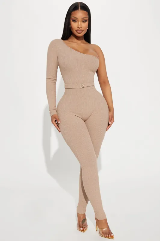 Staci Jumpsuit - Mocha sold by Fashion Nova