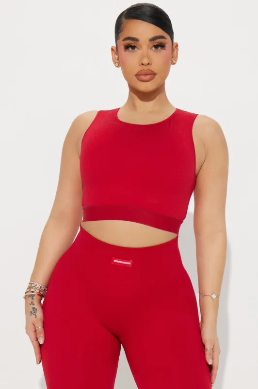 Power Hook Effortless Seamless Sports Bra - Red sold by Fashion Nova