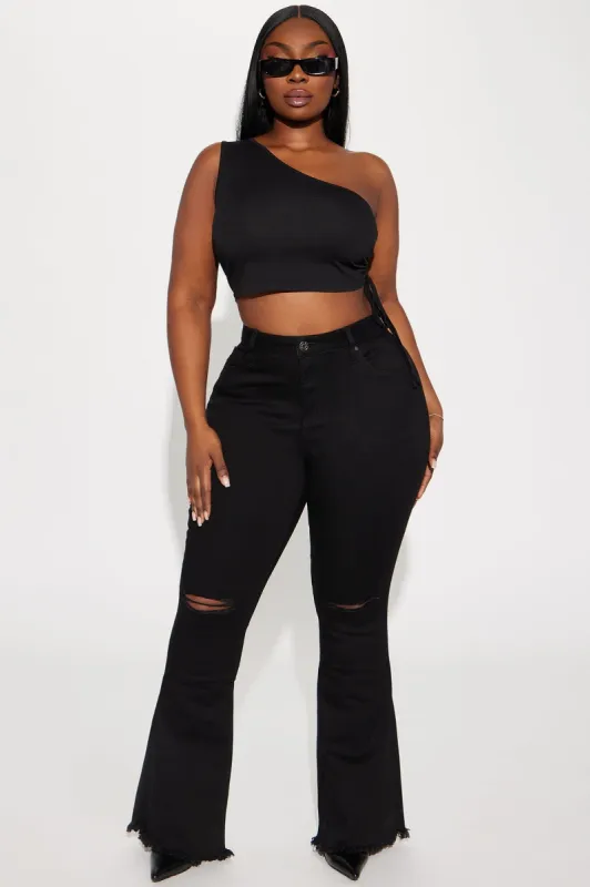 My Love Language Stretch Flare Jeans - Black Wash sold by Fashion Nova