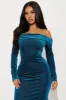 All That Shimmer Velvet Maxi Dress - Teal sold by Fashion Nova