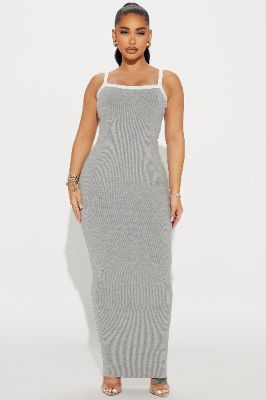 Pamela Snatched Maxi Dress - Heather Grey sold by Fashion Nova