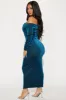 All That Shimmer Velvet Maxi Dress - Teal sold by Fashion Nova