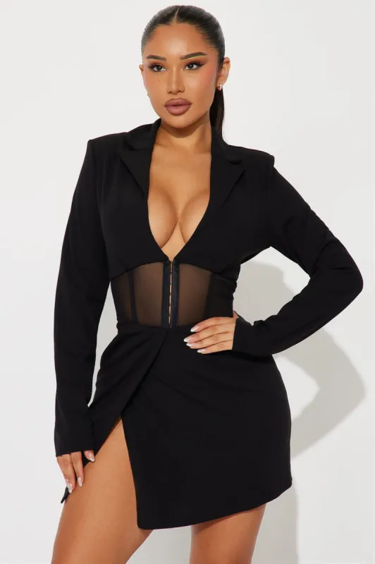 Undercover Mini Blazer Dress - Black sold by Fashion Nova