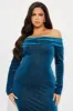 All That Shimmer Velvet Maxi Dress - Teal sold by Fashion Nova