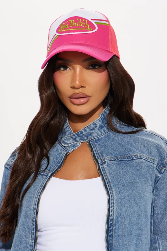 Von Dutch Contrast Trucker Hat - Pink/combo sold by Fashion Nova