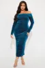 All That Shimmer Velvet Maxi Dress - Teal sold by Fashion Nova