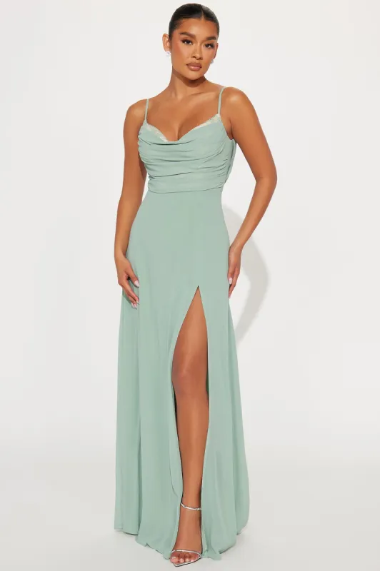 Drape Me Chiffon Maxi Dress - Sage sold by Fashion Nova