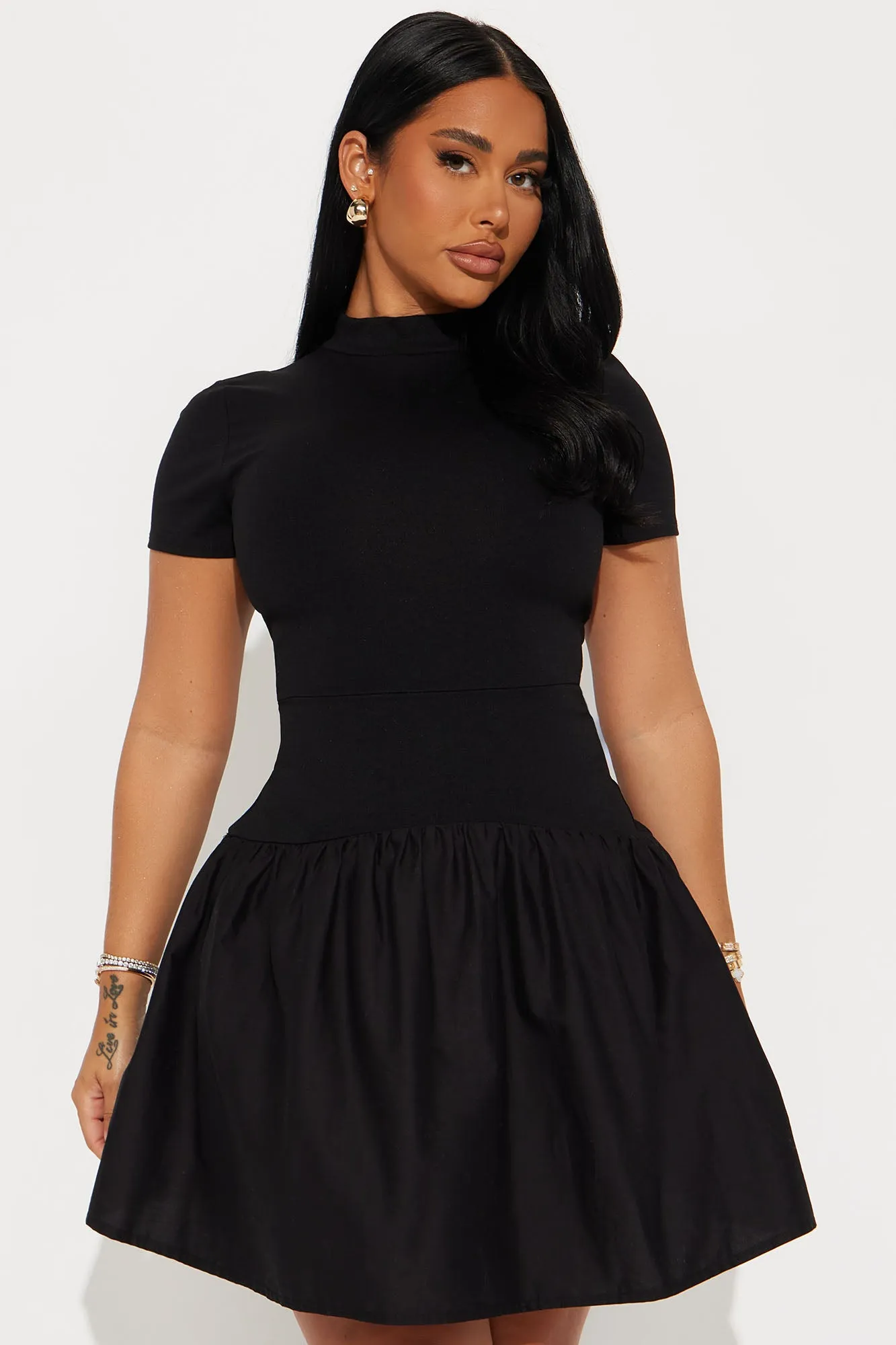 Kennedy Short Sleeve Drop Waist Mini Dress - Black sold by Fashion Nova product image thumbnail 2