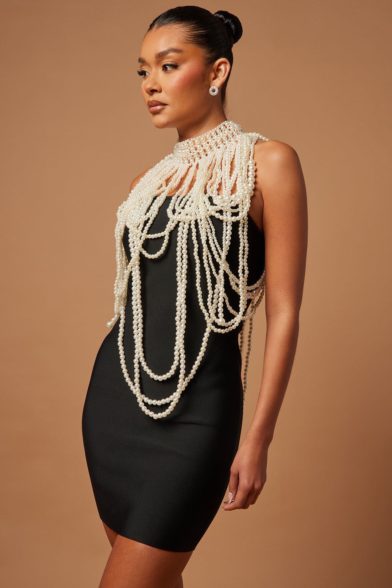 Pamela Pearl Embellished Mini Dress Set - Black/White sold by Fashion Nova product image thumbnail 2