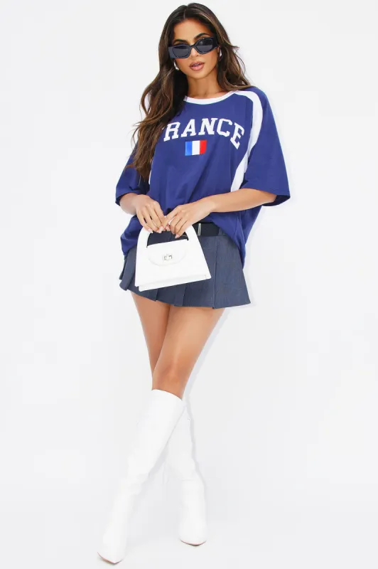 Bonjour France Oversized Tee - Navy sold by Fashion Nova