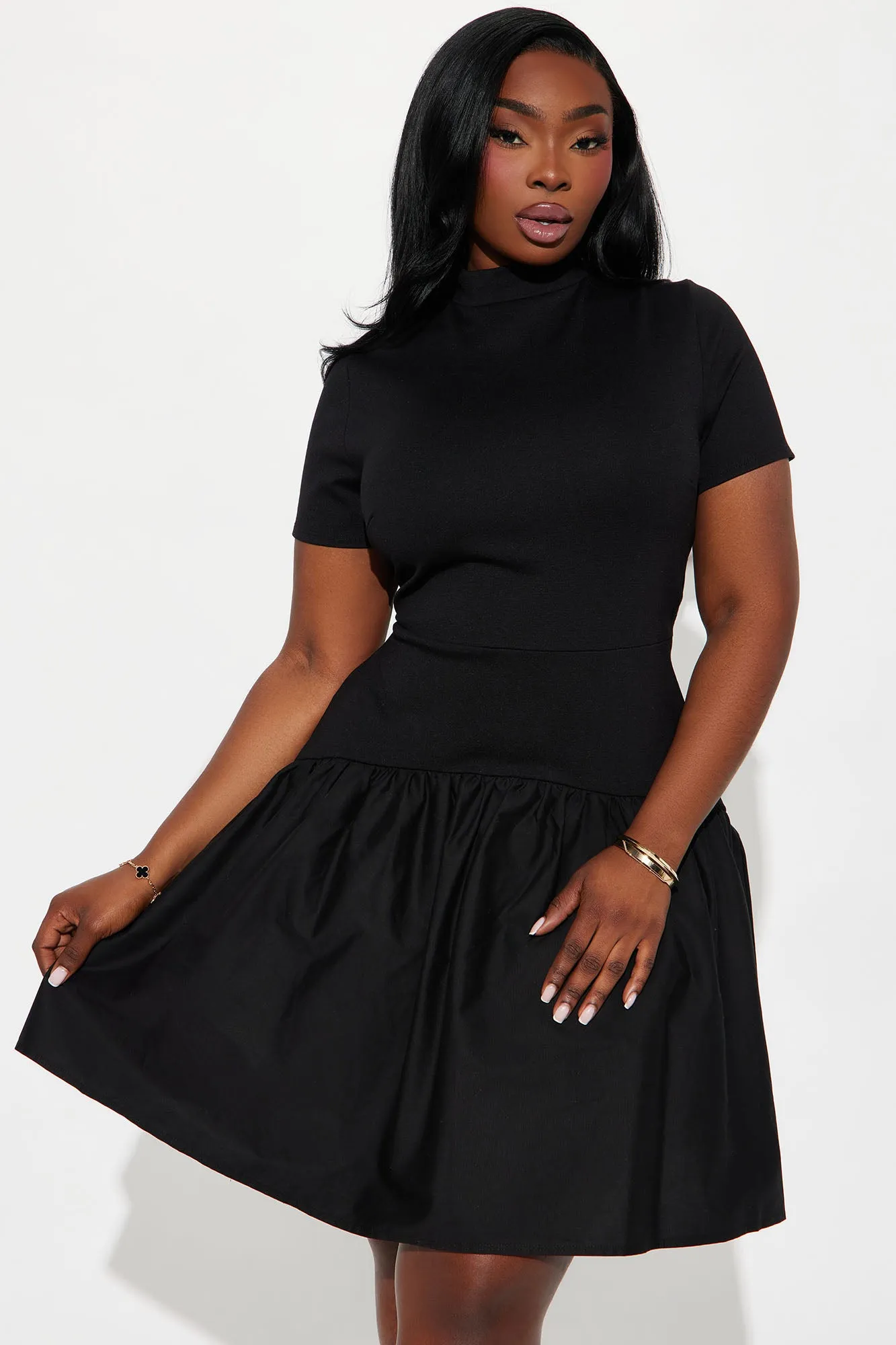 Kennedy Short Sleeve Drop Waist Mini Dress - Black sold by Fashion Nova product image thumbnail 5