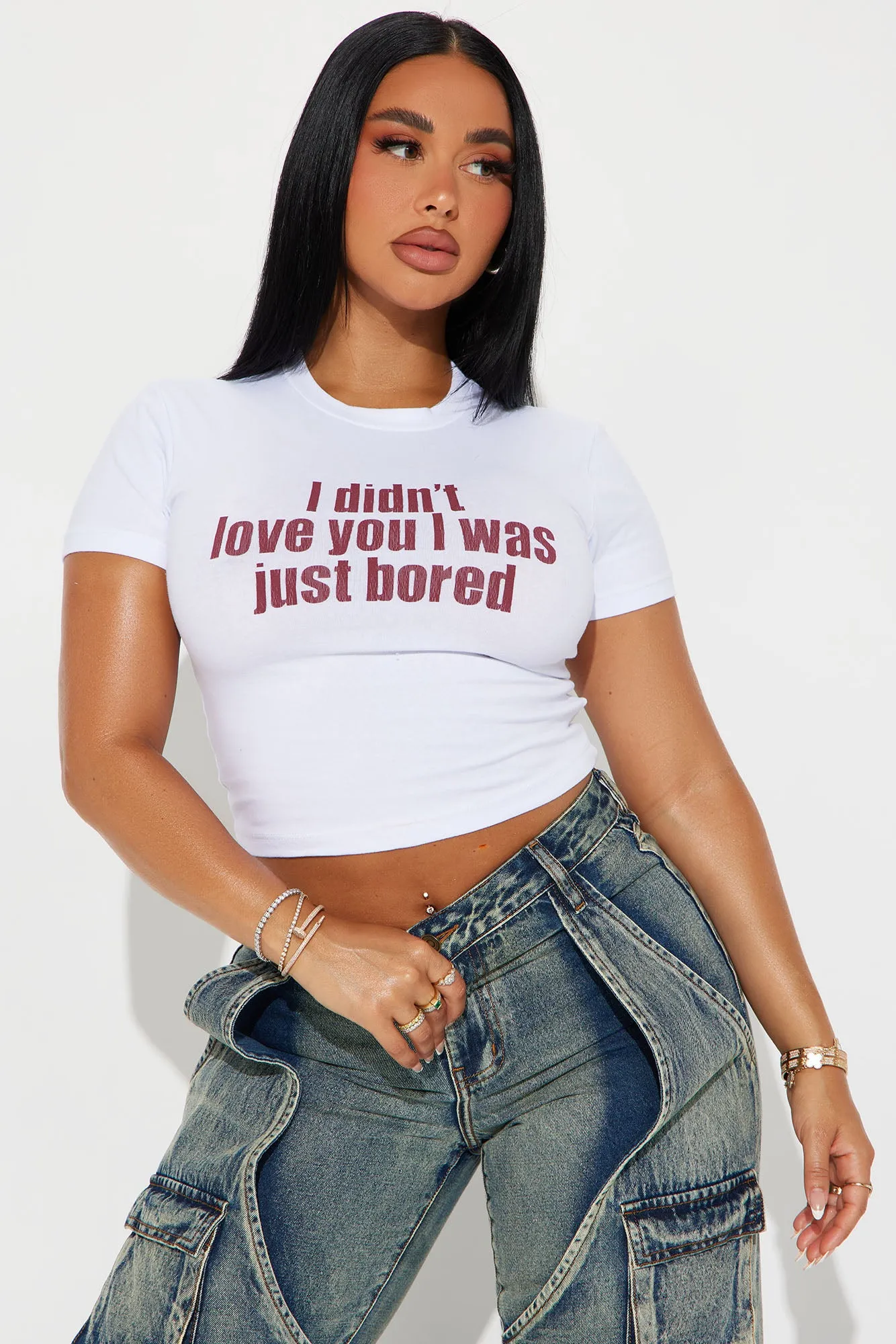 I Was Just Bored Tee - White sold by Fashion Nova
