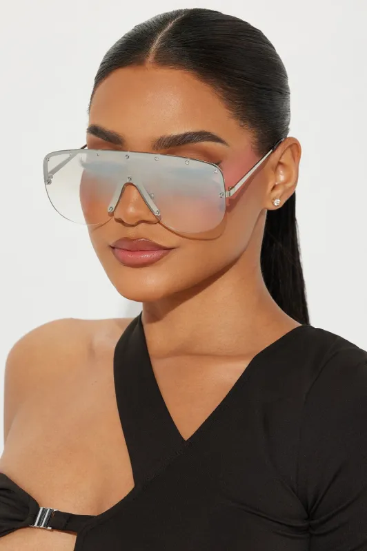 Never Too Serious Sunglasses - Silver sold by Fashion Nova