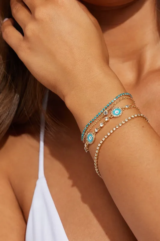 Been Looking For You Bracelet Set - Gold/Blue sold by Fashion Nova