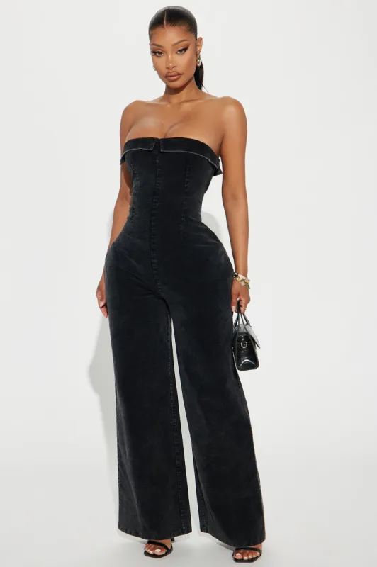 No Explanation Corduroy Jumpsuit - Black sold by Fashion Nova