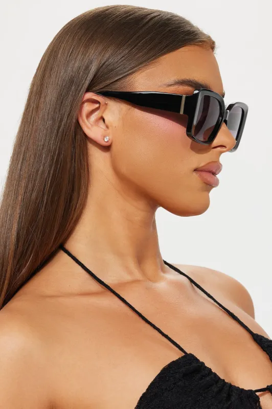 I'll Check My Schedule Sunglasses - Black sold by Fashion Nova