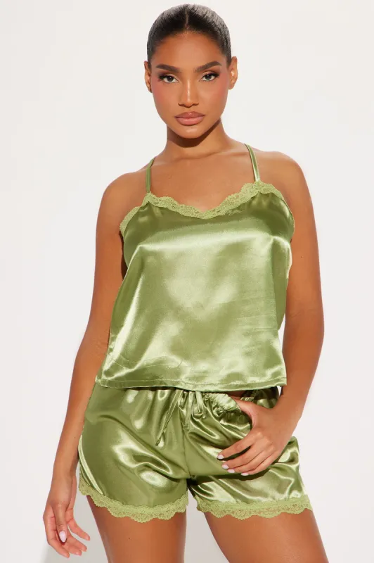 Like A Princess Satin PJ Short Set - Sage sold by Fashion Nova